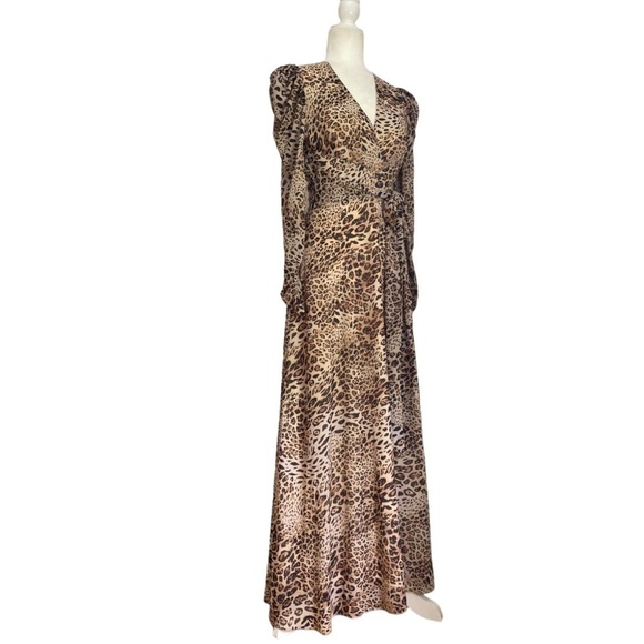 Ronny Kobo Leopard Bernadette Dress Chiffon Leopard Print Maxi Dress NWT - Picture 3 of 12